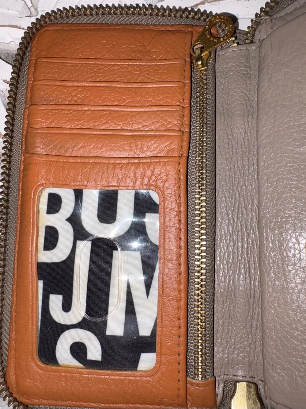 Marc by Marc Jacobs Classic Q Wingman Leather Zip-Around Wristlet Wallet Cognac
